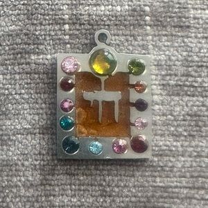 Silver Chai Pendant 12 Tribe Gemstones